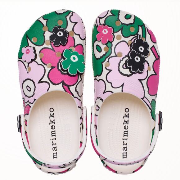 Crocs x Marimekko Unikko Womens sz 10 Classic Slip-On Clogs‎ With Jibbiz Charms - Picture 1 of 3